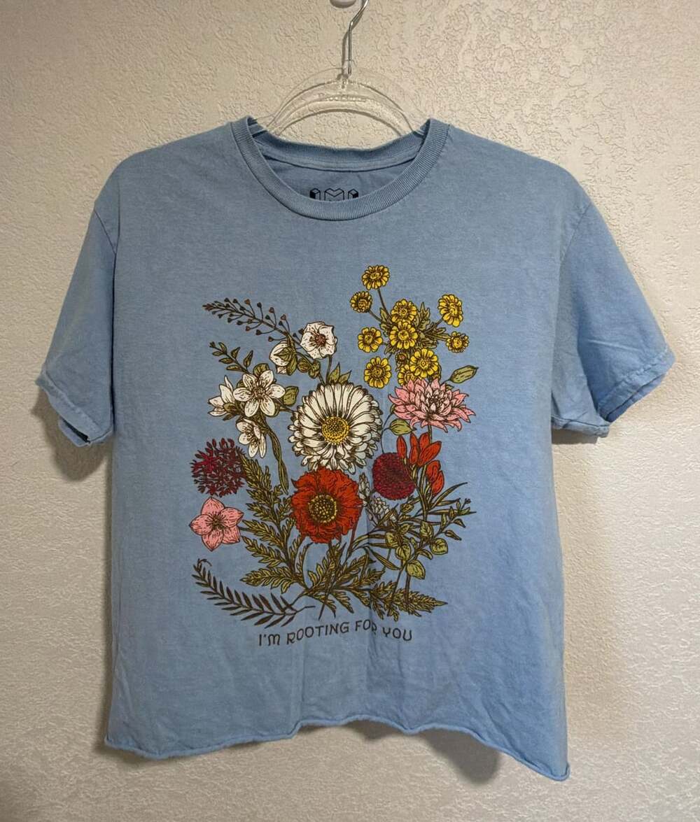 Isaac Morris I'm Rooting For You Floral Graphic T-Shirt Size L